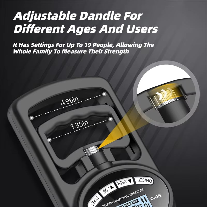 265Lbs/120Kg Grip Strength Meter for Men and Women Tester Digital Hand Dynamometer Training USB LCD Screen